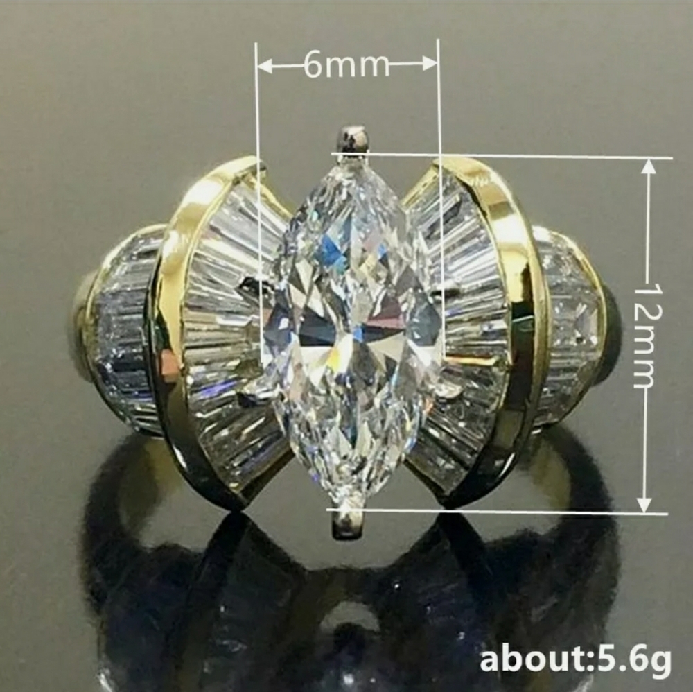 3ct 14K Yellow Gold Marquise Brilliant Dia S - Picture 6 of 12